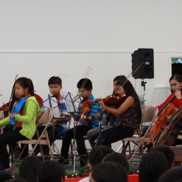 Our talented students enjoy participating in the school's orchestra!