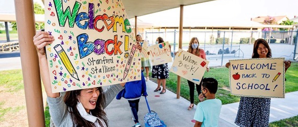 Teachers welcome students back to school!